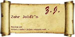 Zehr Jolán névjegykártya