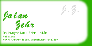 jolan zehr business card
